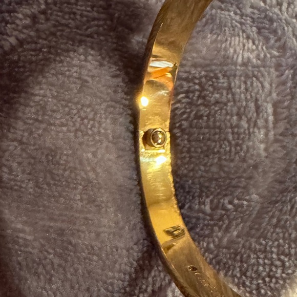 Gold-Tone Crystal Accent Women's Bangle Bracelet - Picture 4 of 9